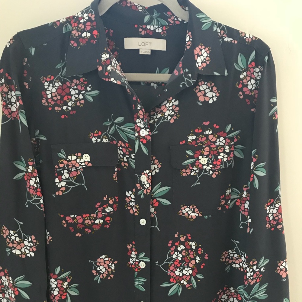 LOFT Floral Button Down Shirt